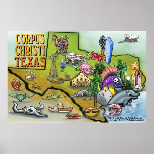 Corpus Christi TX Map Poster (Voorkant)