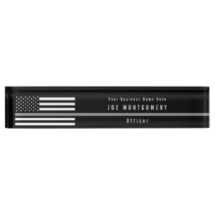 Correct dun grijs Amerikaans vlagmonogram Naambordje