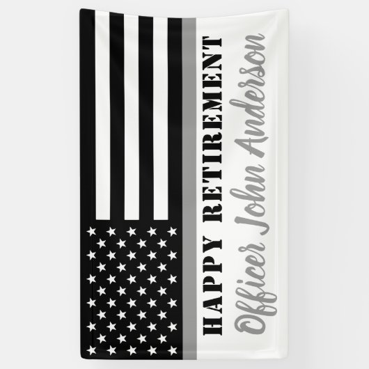 Correcte thin line vlag Happy Retirement Spandoek (Verticaal)