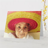 CORRECTE VIEILLE DAME SURSIZÉE CARTE D'ANNIVERSAIR (Fleur jaune)