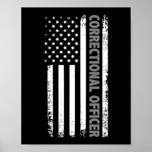 Correctiebeambte Amerikaanse vlag Thin Silver Poster