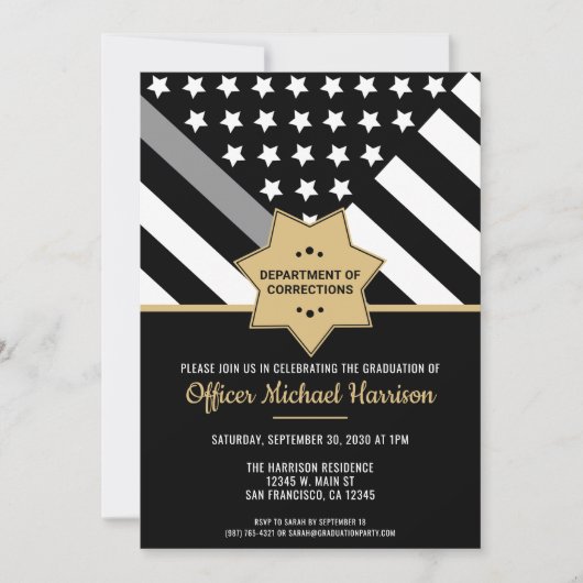 Correcties Officer Graduation Party Silver Line Kaart (Voorkant)