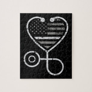Correcties Zonneurse Thin Grey Line Heart US Flag Legpuzzel