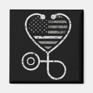 Correcties Zonneurse Thin Grey Line Heart US Flag Magneet