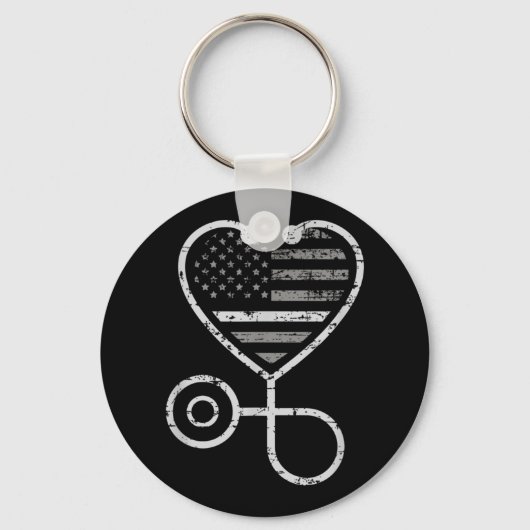 Correcties Zonneurse Thin Grey Line Heart US Flag Sleutelhanger (Voorkant)