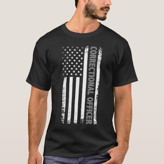 Correctieve officier Amerikaanse vlag Thin Silver  T-shirt (Voorkant)
