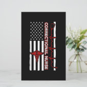 Correctional Nurse USA Flag Nursing RN Briefpapier (Staand voorkant)