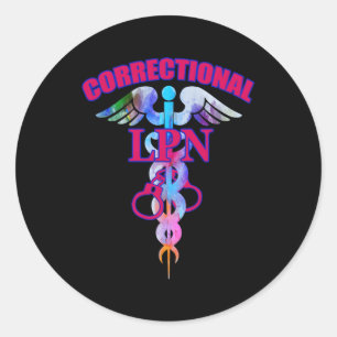 Correctionele LPN praktisch verpleegkundige Caduce Ronde Sticker