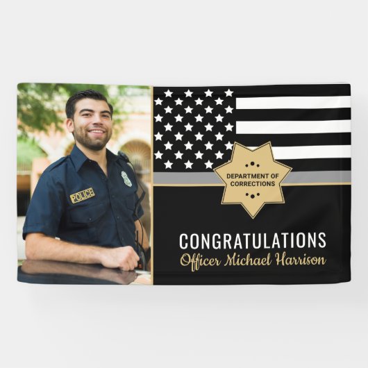 Corrections Officer Graduation Party Flag Foto Spandoek (Horizontaal)