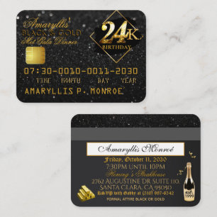Correspondance 24K Black Gold Carte de crédit Anniversaire Invita