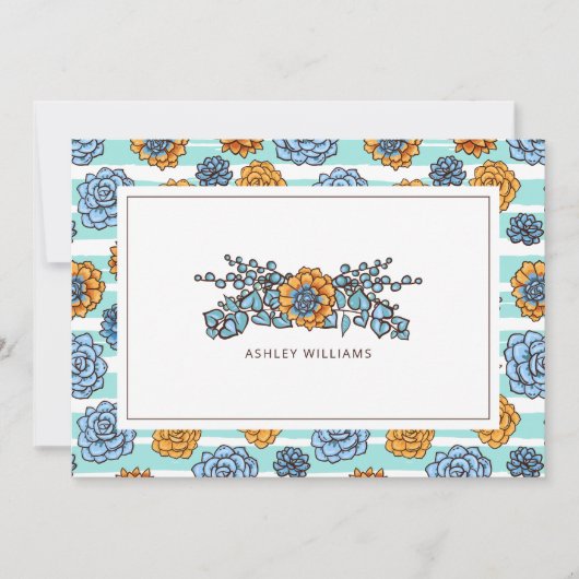 Correspondance Ajouter votre carte de nom | Aquarelle Succulente (Devant)