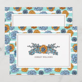 Correspondance Ajouter votre carte de nom | Aquarelle Succulente (Devant / Derrière)