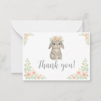 Correspondance Aquarelle, Carte de remerciements Bunny Pastel
