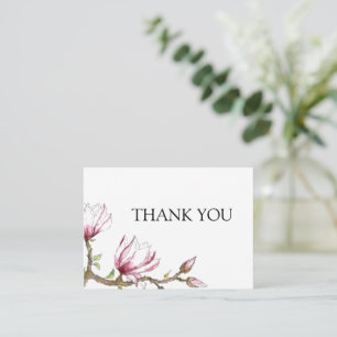 Correspondance Aquarelle Magnolia Carte de remerciements