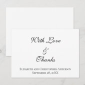 Correspondance Avec amour et Merci Mariage Merci Carte de note (Devant / Derrière)