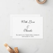 Correspondance Avec amour et Merci Mariage Merci Carte de note (Devant/Arrière en situation)