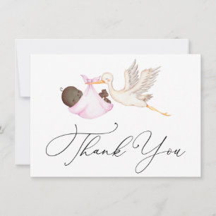 Correspondance Baby shower de cigogne rose Merci Carte de note
