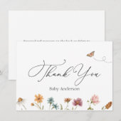 Correspondance Baby shower fleur sauvage Carte de note Merci (Devant / Derrière)