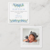 Correspondance Baptême Carte de remerciements bébé garçon bleu (Devant / Derrière)