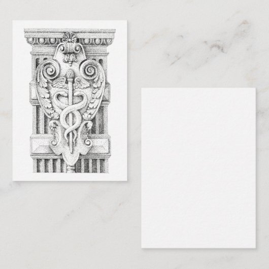 Correspondance BÂTON DE CADUCÉE 3,5x2,5 Carte plate (Devant / Derrière)