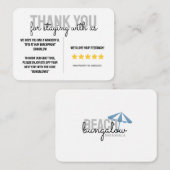 Correspondance Beach House Location de vacances Carte de remercie (Devant / Derrière)