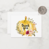 Correspondance Beau Carte de remerciements Citrouille Jaune (Devant/Arrière en situation)