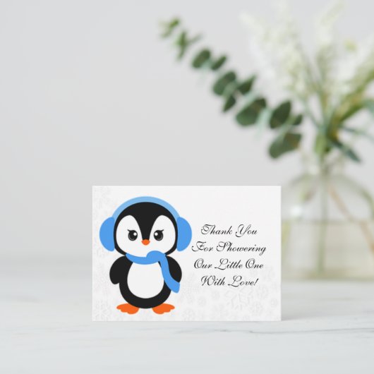Correspondance Bébé mignon Carte de remerciements pingouin (Debout devant)