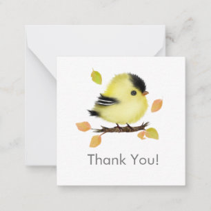 Correspondance Bébé mignon Goldfinch Bird Merci Carte de note