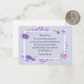 Correspondance Belle Carte de remerciements à fleurs violettes (Devant/Arrière en situation)