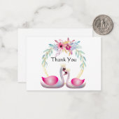 Correspondance Belle Carte de remerciements de cygne (Devant/Arrière en situation)