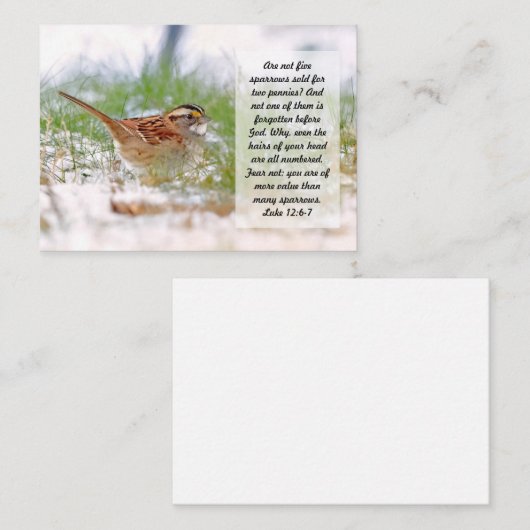 Correspondance Bible Verse Écriture Note de carte Sparrow Religio (Devant / Derrière)