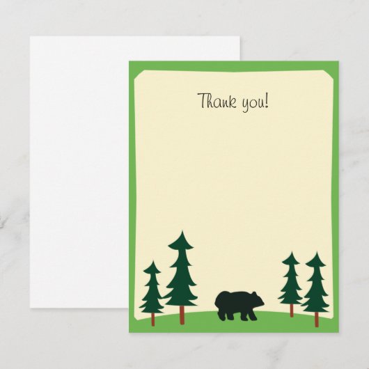 Correspondance BLACK BEAR Rustic Flat Merci carte de note (Devant / Derrière)