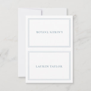 Correspondance Blanc avec Dusty Blue Modern Table Carte de lieu