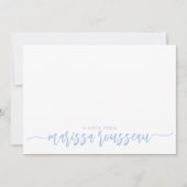 Correspondance Blue Modern Script Name Carte de note personnalisé (Devant)
