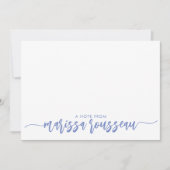 Correspondance Blue Modern Script Name Carte de note personnalisé (Devant)