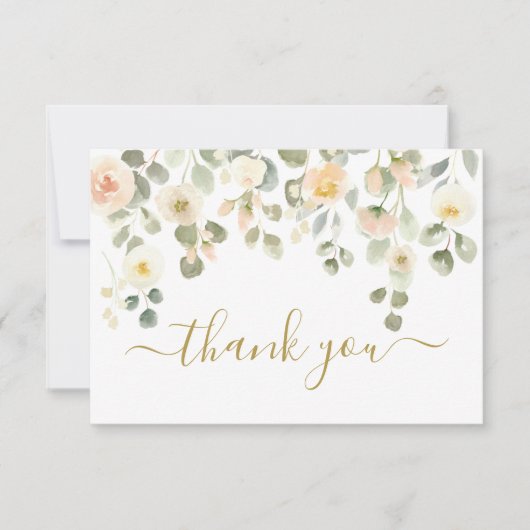 Correspondance Blush Floral Merci carte de note (Devant)