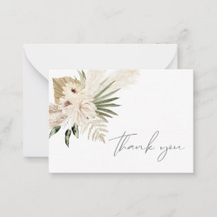Correspondance Boho Pampas Grass Beige Floral Merci Carte de note