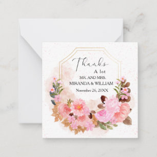 Correspondance Boho Pink Floral Mariage Carte de remerciements