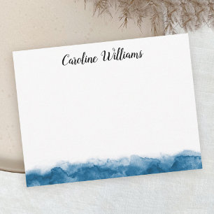 Correspondance Bordure d'aquarelle bleue carte de nom personnalis