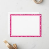 Correspondance Bordure de Parties scintillant rose carte à note p (Devant/Arrière en situation)