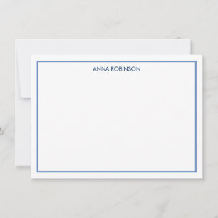 Correspondance Bordure simple en bleu carte de note plat