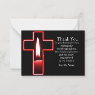 Correspondance Bougie Rouge Sur Croix Après Carte de remerciement