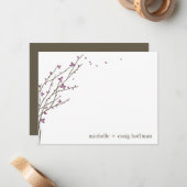 Correspondance Branches en fleurs Carte de remerciements plat - P (Devant/Arrière en situation)