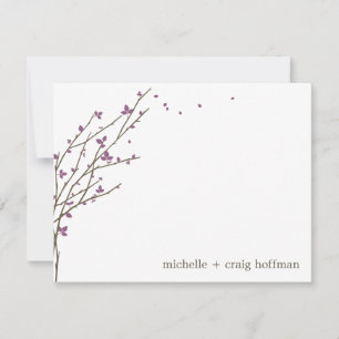 Correspondance Branches en fleurs Carte de remerciements plat - P