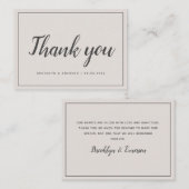 Correspondance BUDGET Carte de remerciements Mariage simple (Devant / Derrière)