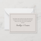 Correspondance BUDGET Carte de remerciements Mariage simple (Dos)