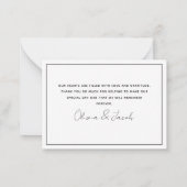 Correspondance BUDGET Carte de remerciements Mariage simple (Dos)