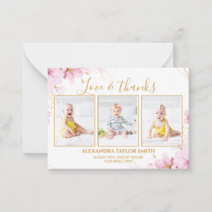 Correspondance Budget Fleurs roses Photo Carte de remerciements b