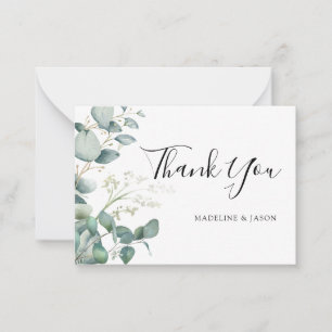 Correspondance BUDGET Vert Eucalyptus Carte de remerciements Mari