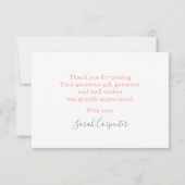 Correspondance Bunny Baby shower rose merci Carte de notes (Dos)